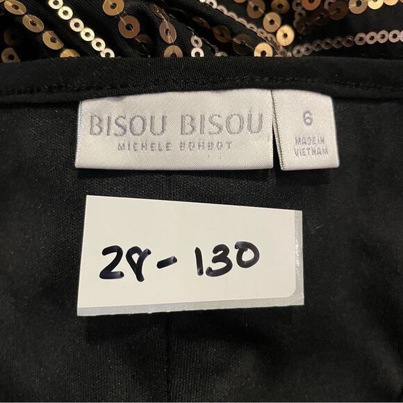 BISOU BISOU T-BACK Y2K SEQUIN COCKTAIL PARTY DRESS BRONZE  6 - Picture 7 of 8